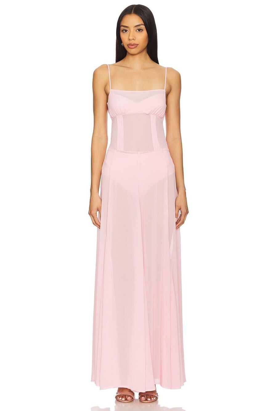 Camila Coelho Dia Maxi Dress in Baby Pink Size S $268